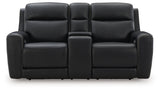 5Z-Relaxation Onyx Dual Power Leather Reclining Loveseat with Console by Ashley at Eve Furniture