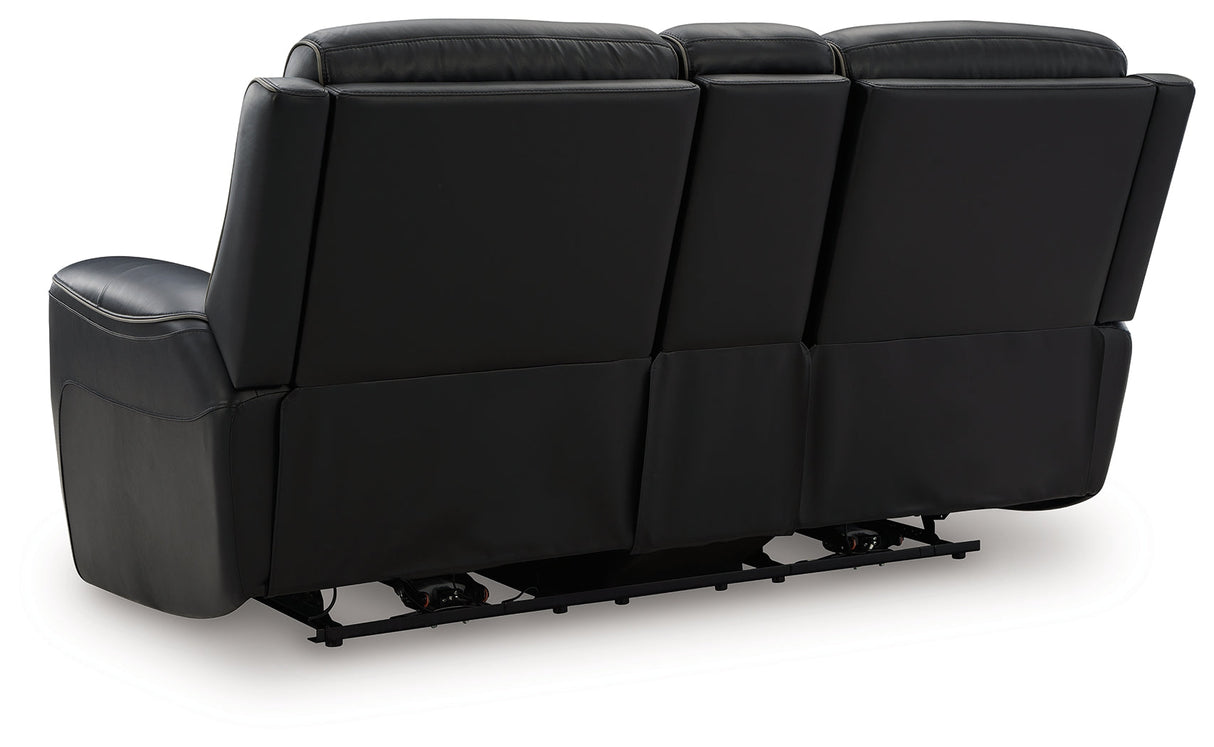 5Z-Relaxation Onyx Dual Power Leather Reclining Loveseat with Console by Ashley at Eve Furniture