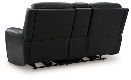 5Z-Relaxation Onyx Dual Power Leather Reclining Loveseat with Console by Ashley at Eve Furniture