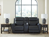 5Z-Relaxation Onyx Dual Power Leather Reclining Loveseat with Console by Ashley at Eve Furniture