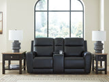 5Z-Relaxation Onyx Dual Power Leather Reclining Loveseat with Console by Ashley at Eve Furniture