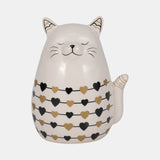 6" Black And Gold Hearts Kitty, White