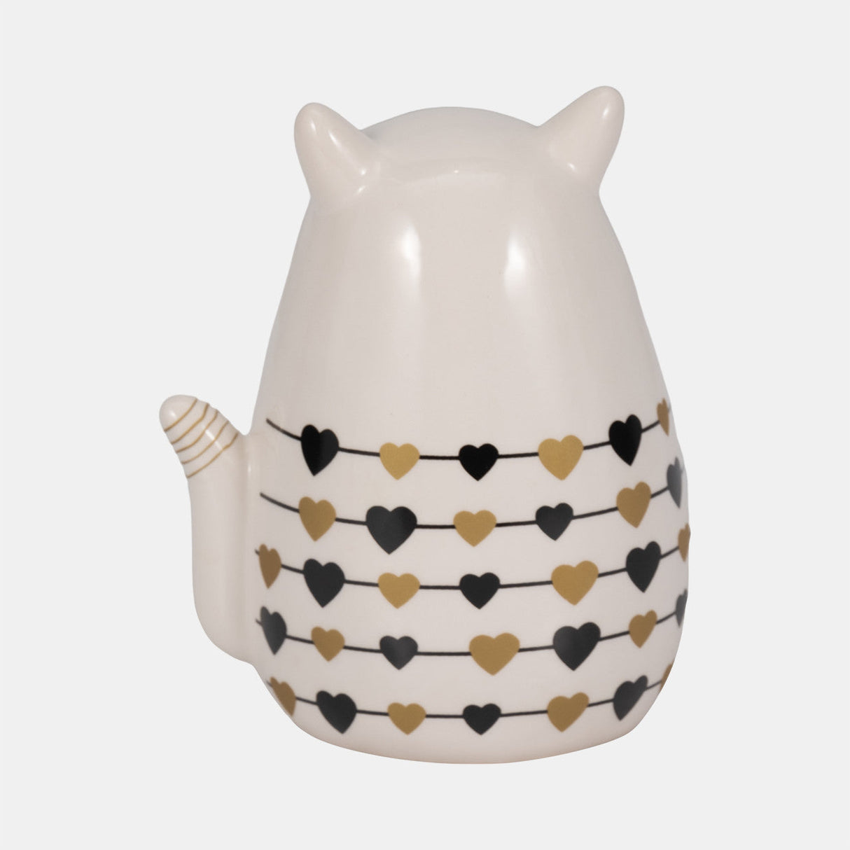 6" Black And Gold Hearts Kitty, White