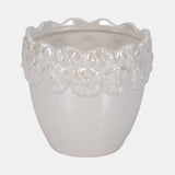 6" Iridescent Floral Crown Planter, Ivory