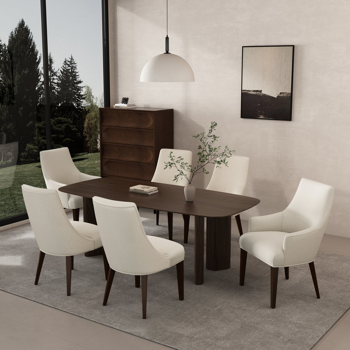 6-Piece Beever Dining Chair and Arm Chair in Cream by Manhattan Comfort at Eve Furniture