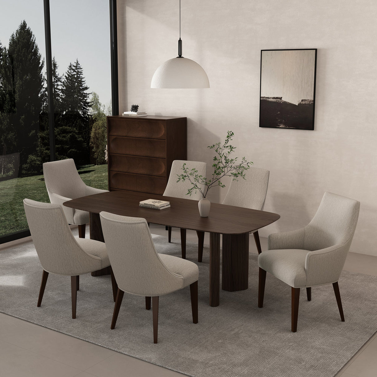 6-Piece Beever Dining Chair and Arm Chair in Taupe by Manhattan Comfort at Eve Furniture