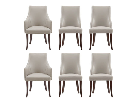 6-Piece Connie Dining Chair and Arm Chair in Light Grey by Manhattan Comfort at Eve Furniture