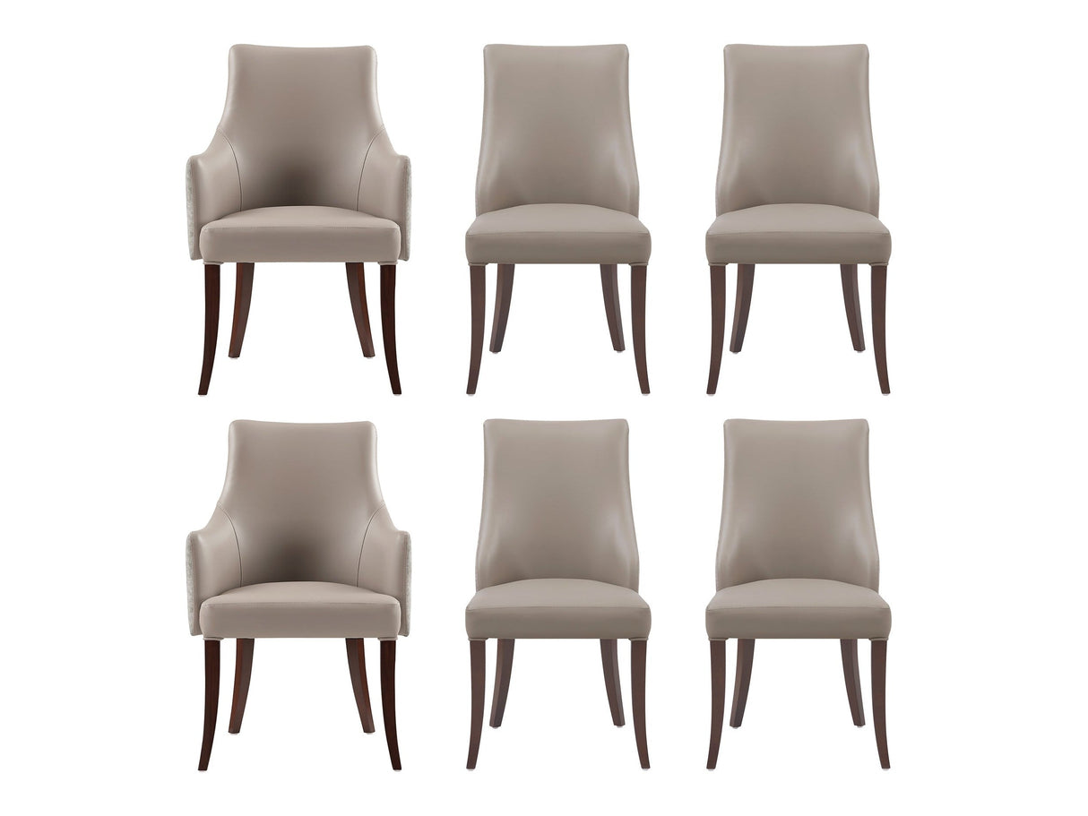 6-Piece Connie Dining Chair and Arm Chair in Taupe by Manhattan Comfort at Eve Furniture