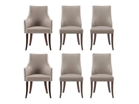 6-Piece Connie Dining Chair and Arm Chair in Taupe by Manhattan Comfort at Eve Furniture