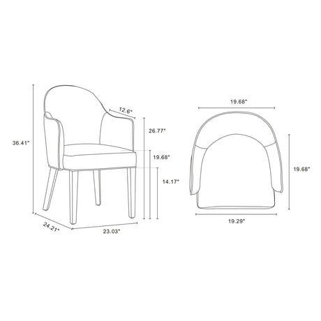 6-Piece Hillman Dining Chair and Arm Chair in Light Grey by Manhattan Comfort at Eve Furniture
