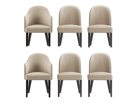6-Piece Hillman Dining Chair and Arm Chair in Sand by Manhattan Comfort at Eve Furniture