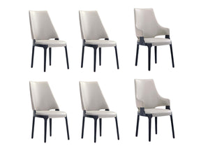 6-Piece Kara Dining Side and Arm Chairs in Light Grey by Manhattan Comfort at Eve Furniture
