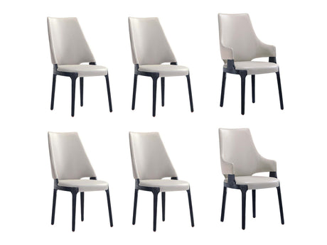 6-Piece Kara Dining Side and Arm Chairs in Light Grey by Manhattan Comfort at Eve Furniture