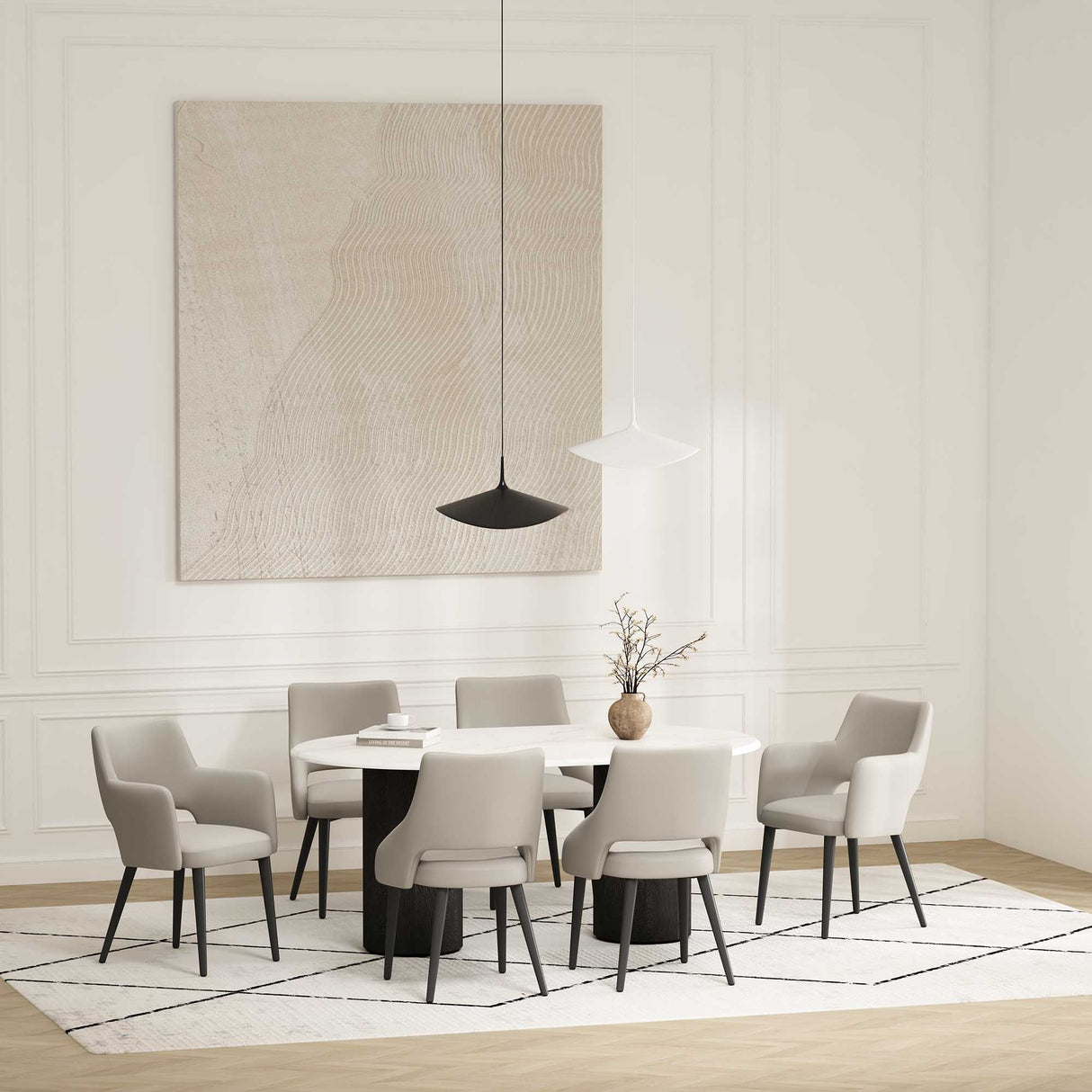 6-Piece Tremont Dining Chair in Stone by Manhattan Comfort at Eve Furniture