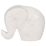 6" Trunk Up Marble Elephant, White
