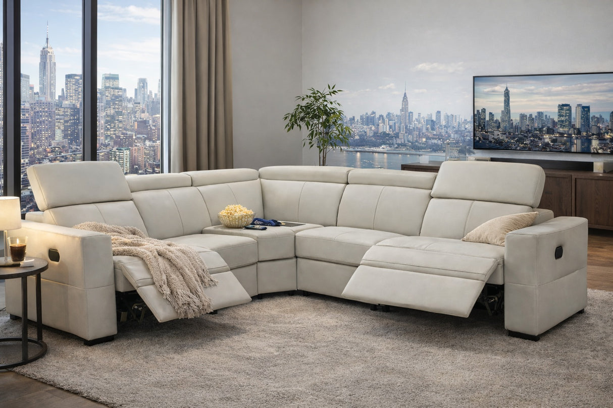 6021 Grey Sectional and armchair w/ manual recliners by ESF Furniture at Eve Furniture