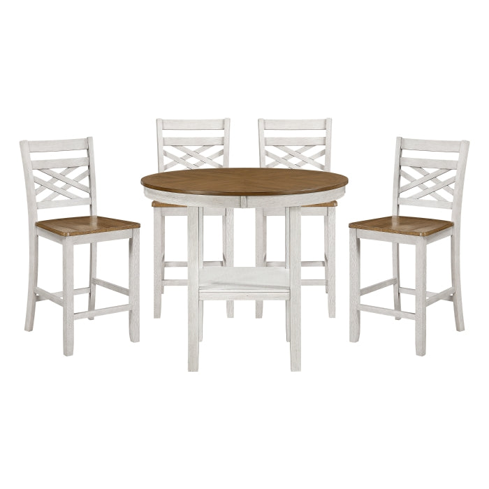 Tyler White 5-Piece Pack Counter Height Set by Homelegance at Eve Furniture