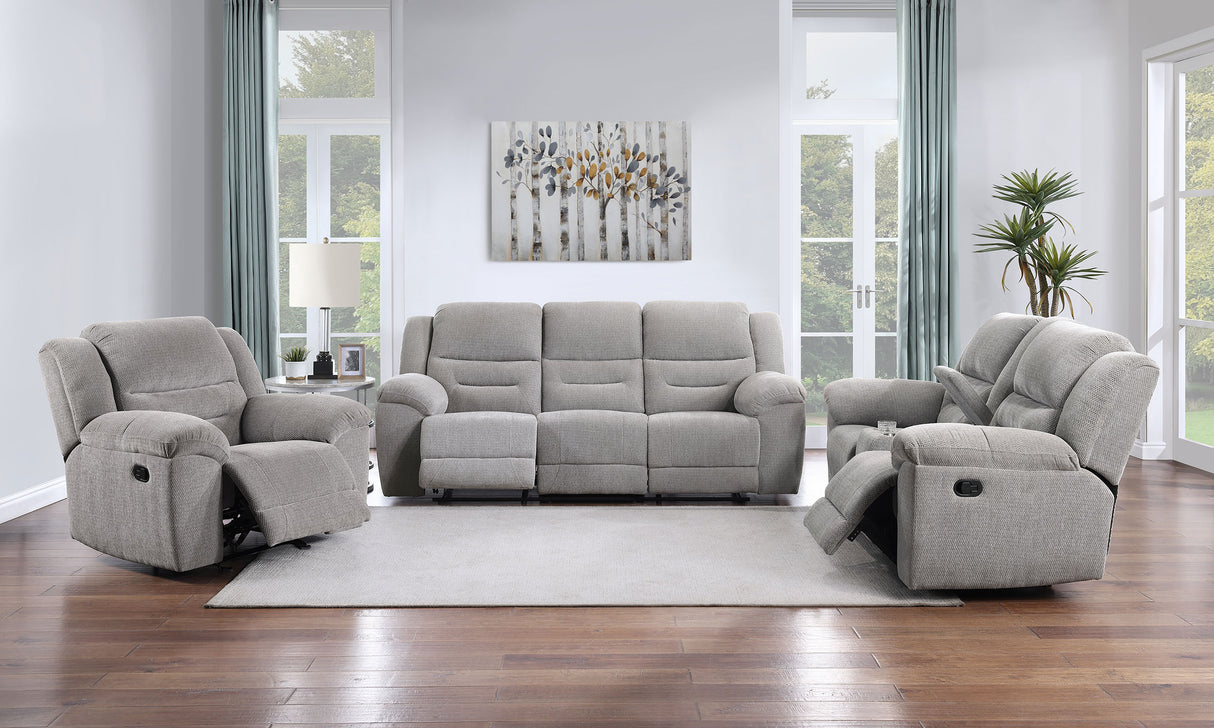 Gilson Grey 3-piece Chenille Upholstered Reclining Living Room Set