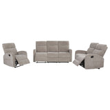 Hamilton 3-piece Chenille Manual Reclining Sofa Set Sand