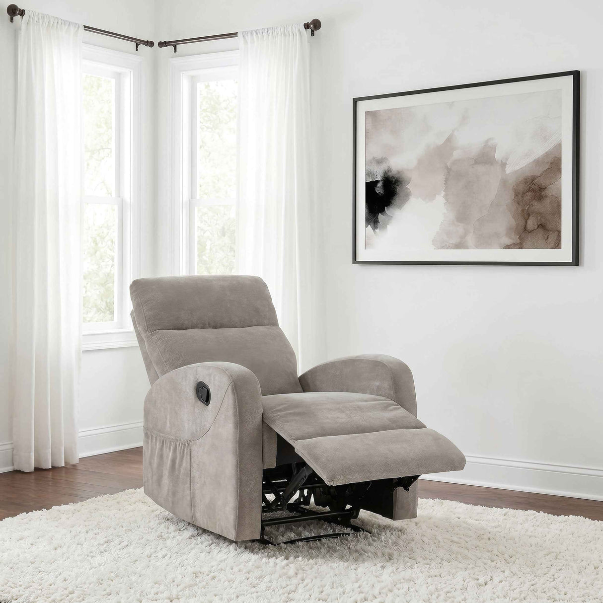 Hamilton Chenille Upholstered Manual Glider Recliner Sand
