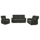 Hamilton 3-piece Chenille Manual Reclining Sofa Set Charcoal Grey