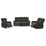 Hamilton 3-piece Chenille Manual Reclining Sofa Set Charcoal Grey