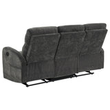 Hamilton 3-piece Chenille Manual Reclining Sofa Set Charcoal Grey