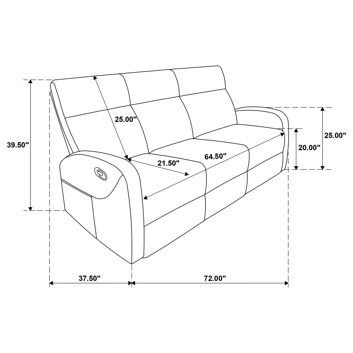 Hamilton 3-piece Chenille Manual Reclining Sofa Set Charcoal Grey