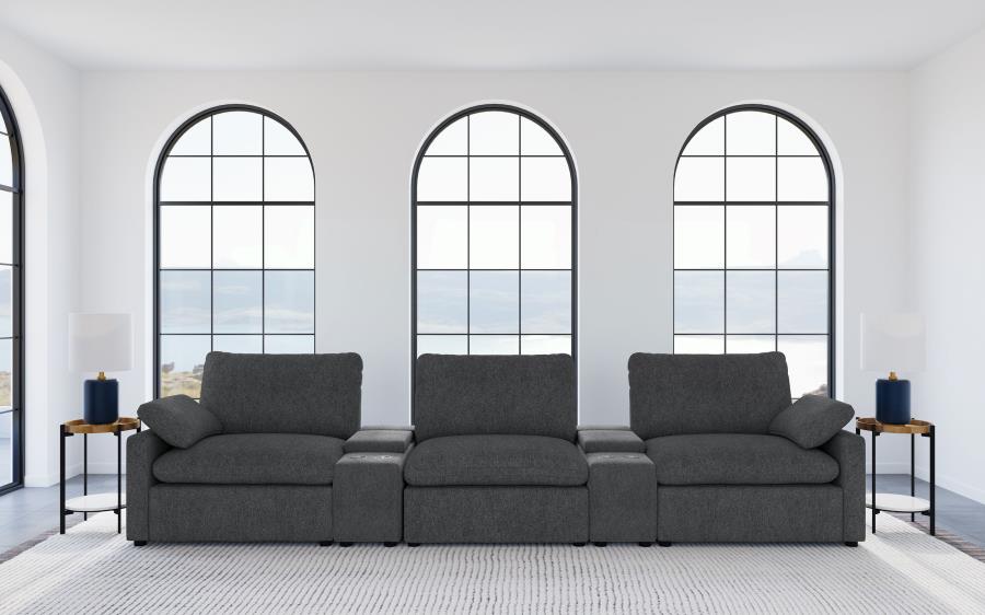 Collins Dark Gray 5-Piece Power Reclining Home Theater Seating by Coaster at Eve Furniture