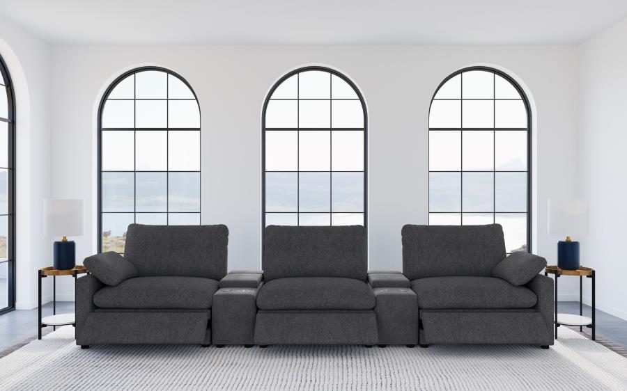 Collins Dark Grey 5-Piece Power Reclining Home Theater Seating