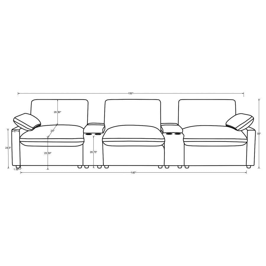 Collins Grey 5-Piece Power Reclining Home Theater Seating