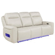 Rojas Greige Dual Power Reclining Sofa with Drop-Down Console by Coaster at Eve Furniture