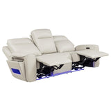 Rojas Greige Dual Power Reclining Sofa with Drop-Down Console by Coaster at Eve Furniture