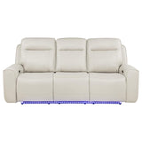 Rojas Greige Dual Power Reclining Sofa with Drop-Down Console by Coaster at Eve Furniture