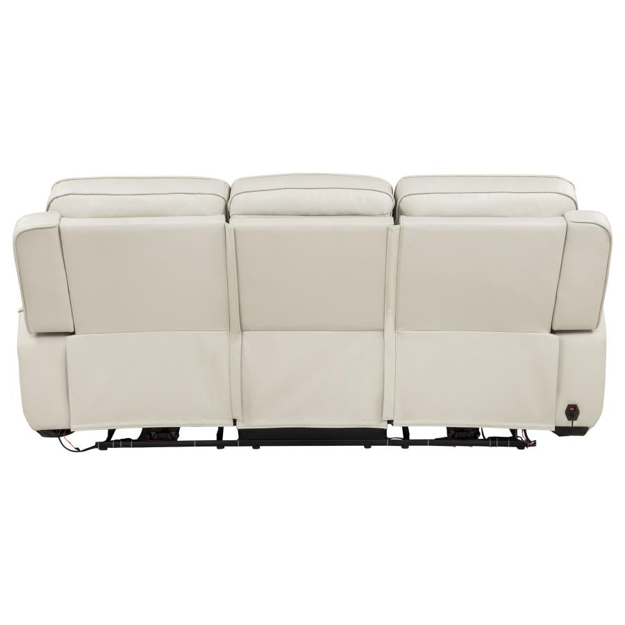 Rojas Greige Dual Power Reclining Sofa with Drop-Down Console by Coaster at Eve Furniture
