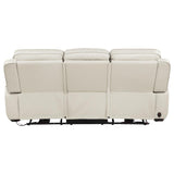 Rojas Greige Dual Power Reclining Sofa with Drop-Down Console by Coaster at Eve Furniture