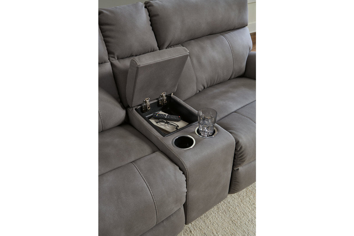 Next-Gen DuraPella Slate 3-Piece Power Reclining Sectional Loveseat with Console