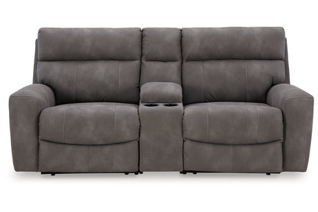 Next-Gen DuraPella Slate 3-Piece Power Reclining Sectional Loveseat with Console