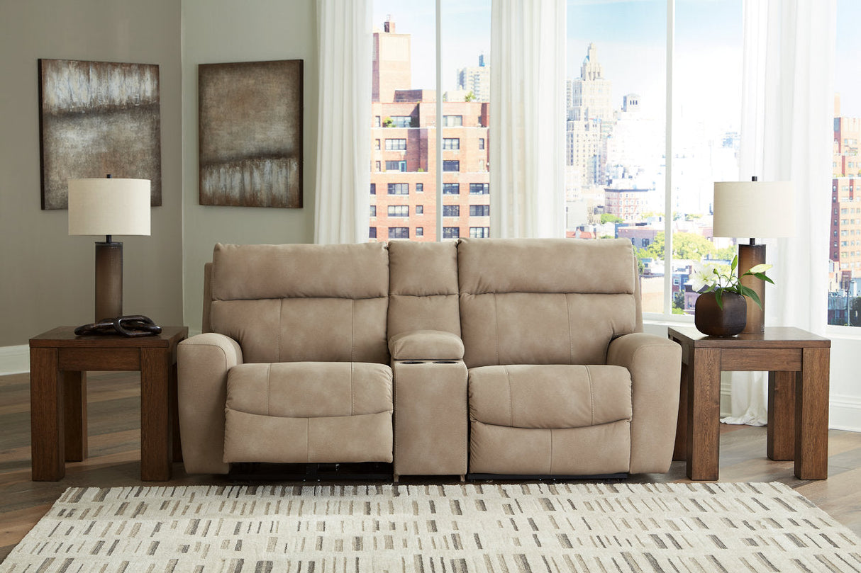 Next-Gen DuraPella Sand 3-Piece Power Reclining Sectional Loveseat with Console