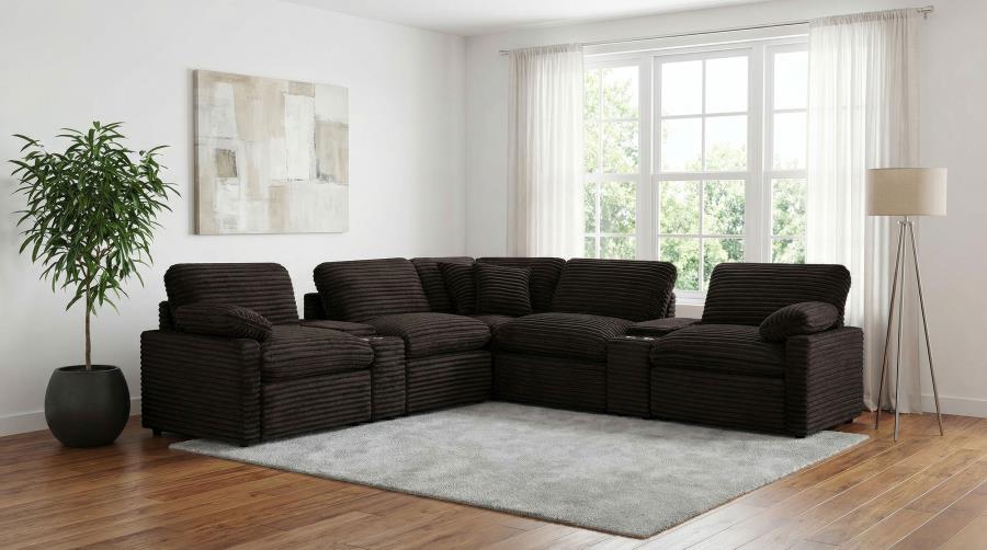 Collins Chocolate Brown 7-piece Modular Power Reclining Sectional by Coaster at Eve Furniture