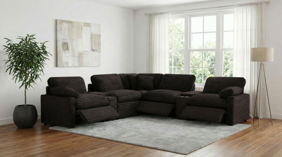 Collins Chocolate Brown 7-piece Modular Power Reclining Sectional by Coaster at Eve Furniture