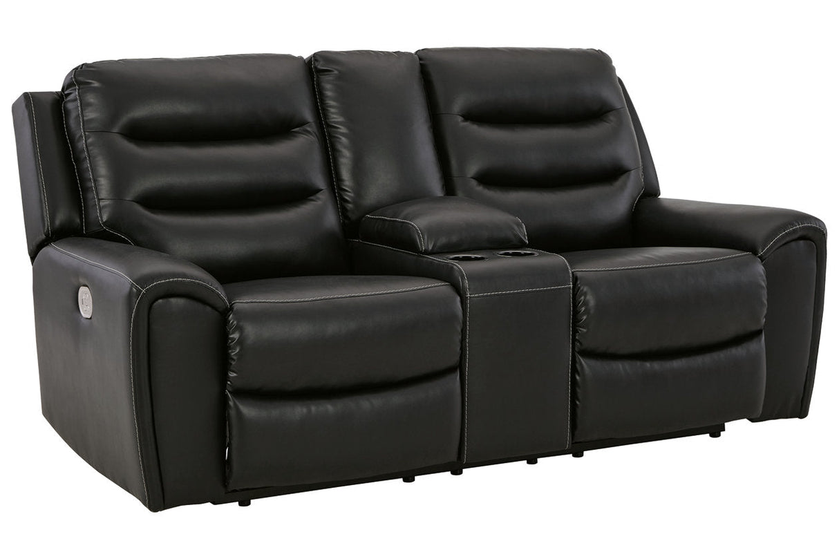 Warlin Black Power Reclining Loveseat with Console