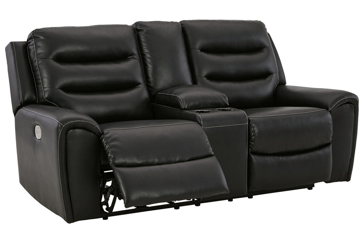 Warlin Black Power Reclining Loveseat with Console