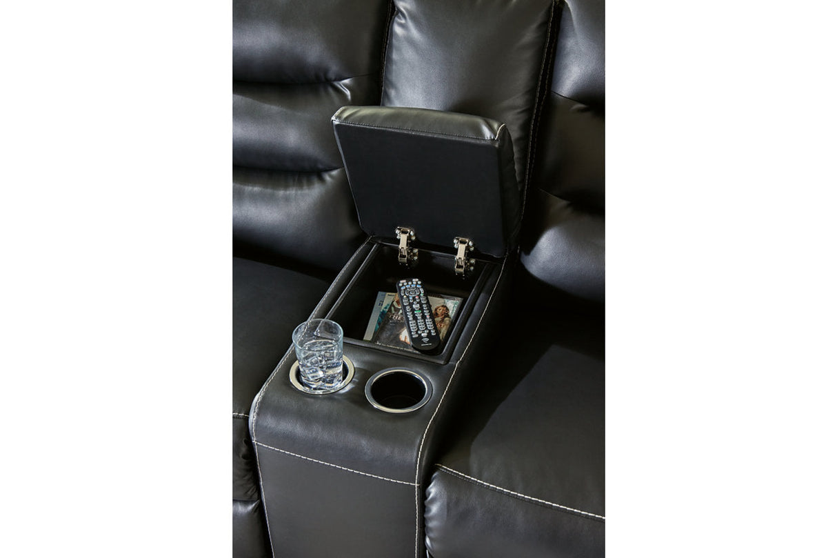 Warlin Black Power Reclining Loveseat with Console