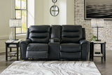 Warlin Black Power Reclining Loveseat with Console