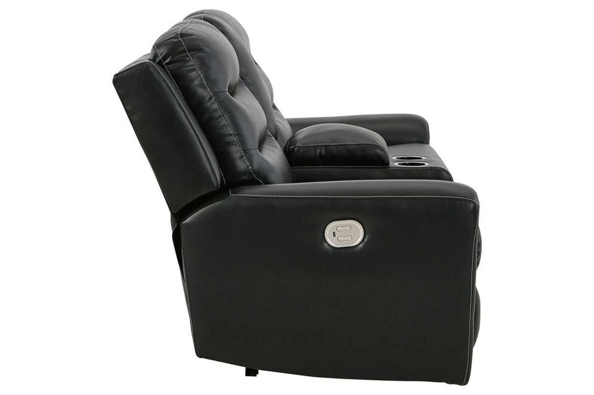 Warlin Black Power Reclining Loveseat with Console