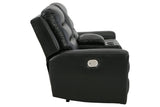 Warlin Black Power Reclining Loveseat with Console