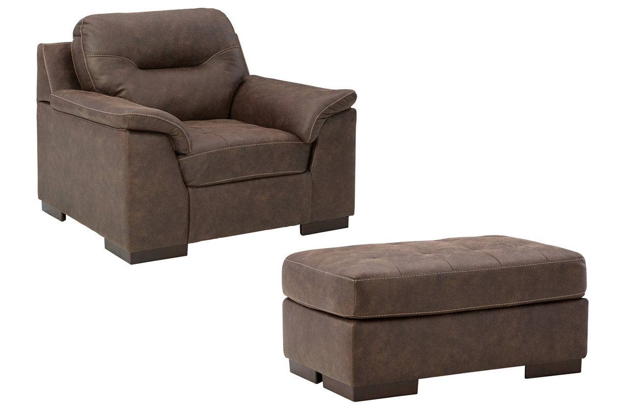 Maderla Walnut Chair and Ottoman