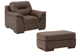 Maderla Walnut Chair and Ottoman