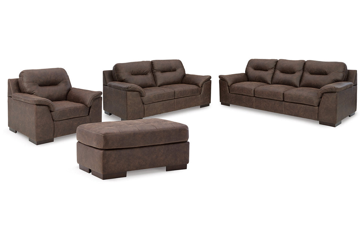 Maderla Walnut Sofa, Loveseat, Chair and Ottoman